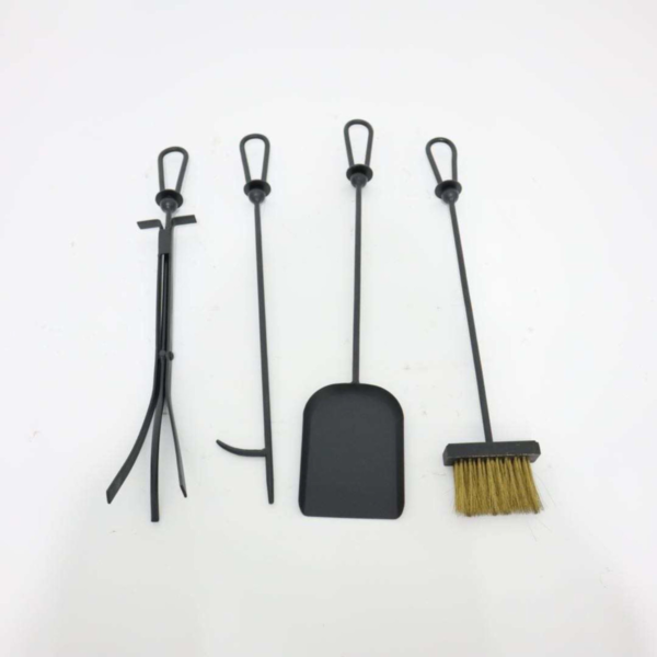 2en1 Serviteur et Porte bûches de cheminée en acier noir – NEEVA - Image 3